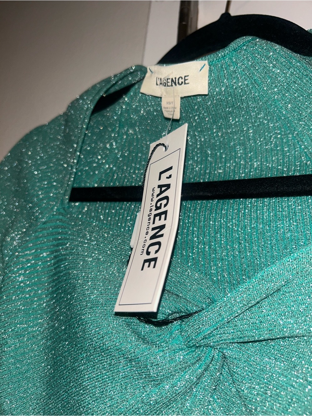 L'AGENCE Boa Teal Twist Front Cutout Knit Midi Dress NWT - XSmall - Picture 8 of 10